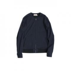 FACTOTUM / ファクトタム　ストライプストレッチノーカラーブルゾン (NAVY)